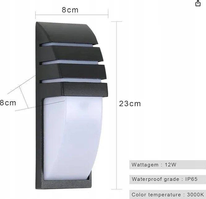Kellemes fali lámpa beltérre és kültérre, 12 W