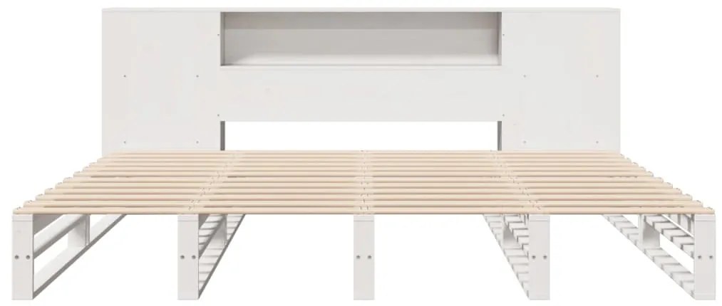 fehér tömör fa könyvespolcos ágy matrac nélkül 180 x 200 cm