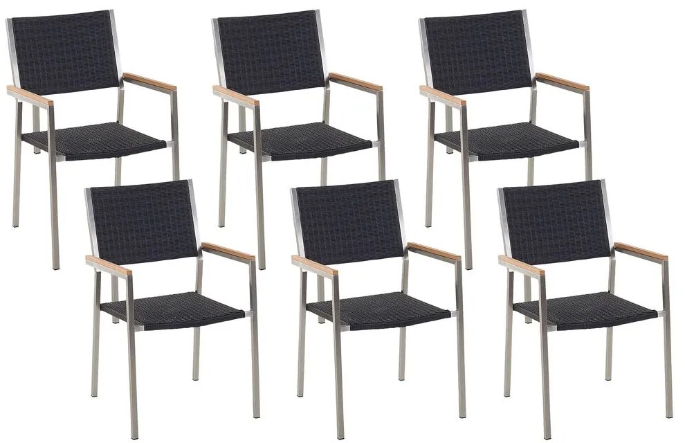 Szék szett 6db Grosso (fekete) (rattan). 1011518