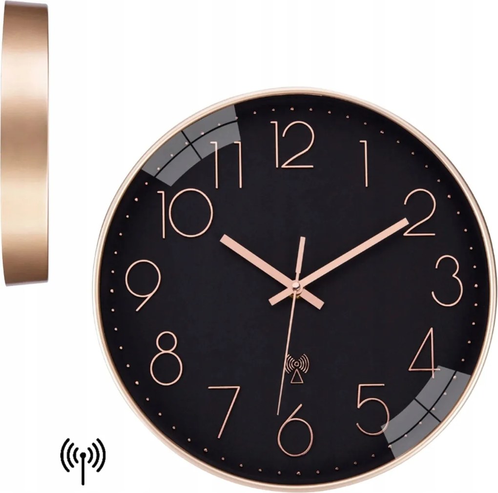 Falióra modern fekete-arany 30 cm Csendes áramló mechanizmus