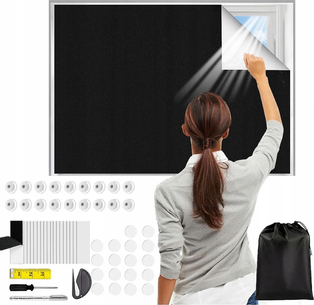 Sötétítő szövet az ablakon 200 x 145 cm tépőzáras fúrás nélkül