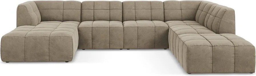 Barna bársony (U alakú) sarokkanapé Aloha – Makamii