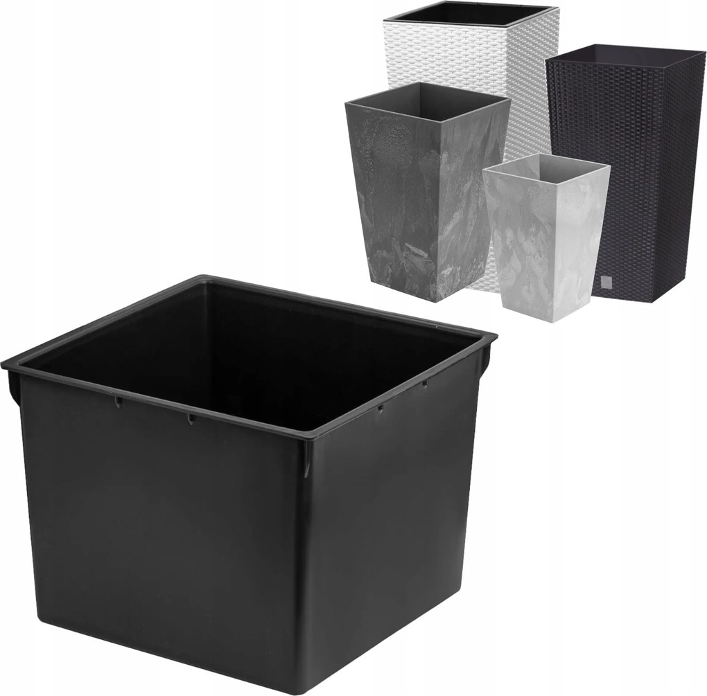 Cserélhető virágtartó betét 17x17 cm fekete 3 L Prosperplast H 32 virágtartókhoz,