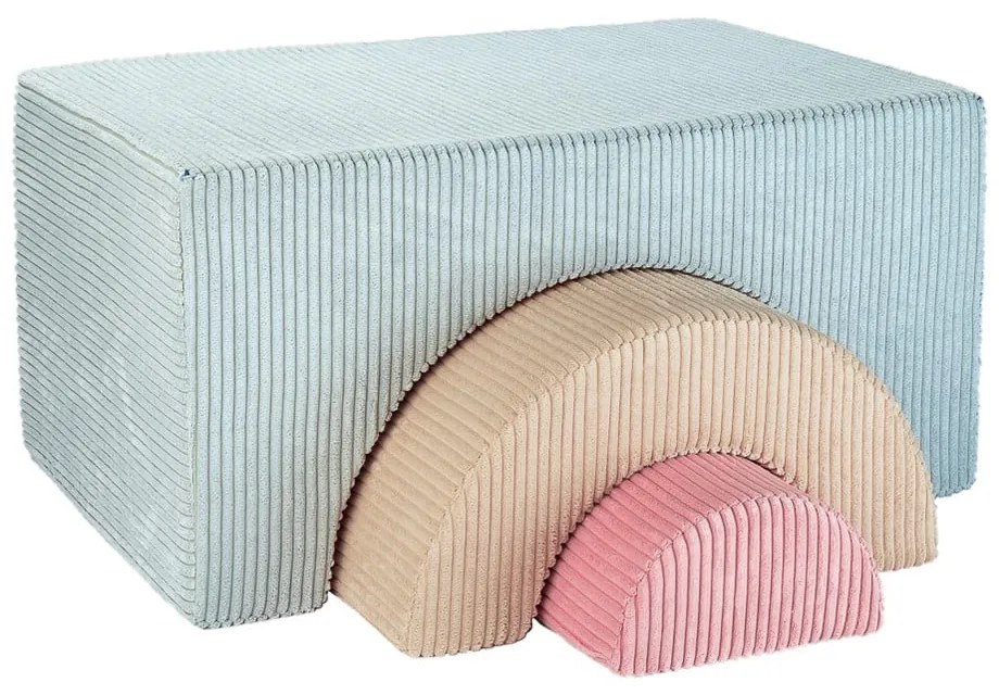 Mentazöld kordbársony habszivacs játszótér 3 db-os magasság 37 cm 75x49 cm Rainbow Montessori – Wigiwama