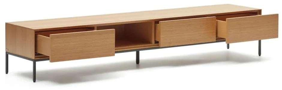 Natúr színű TV-állvány tölgyfa dekorral 195x35 cm Vedrana – Kave Home
