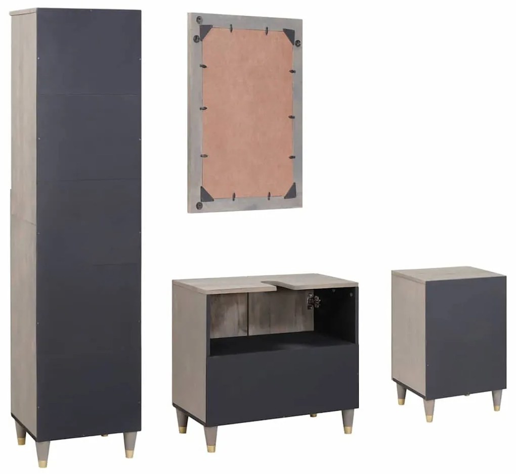 Fürdőszoba bútor szett fiókkal 4 pcs Szürke 62 x 33 x 58 cm