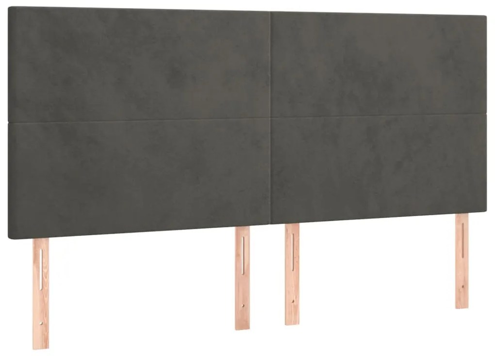 4 db sötétszürke bársony fejtámla 80 x 5 x 78/88 cm