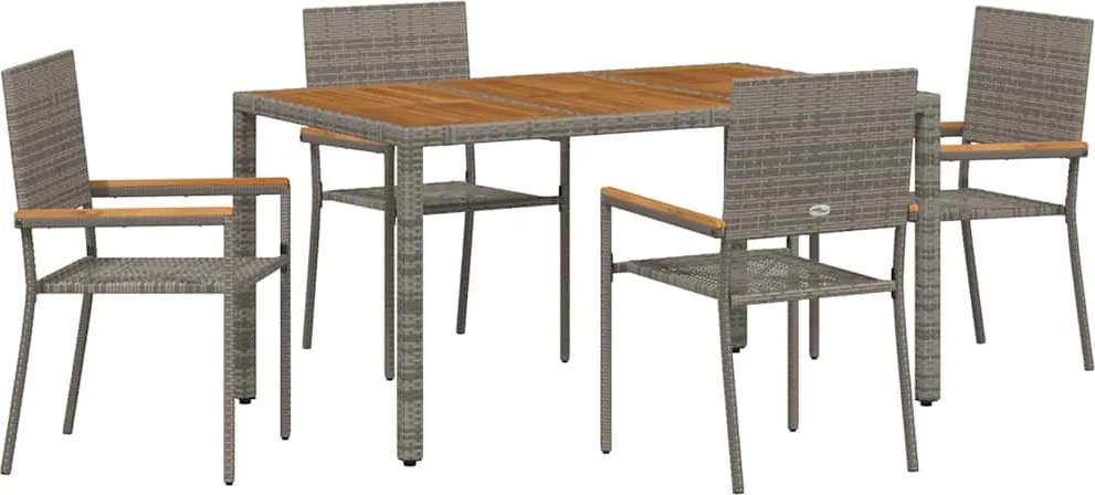 vidaXL Kert étkező szett 5 pcs Szürke polirattan