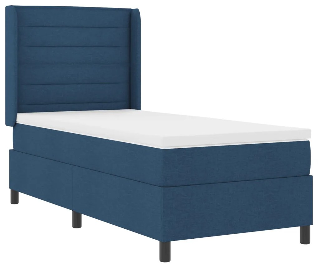 Boxspring Ágy Mattal és LED Kék 100x200 cm Szövet