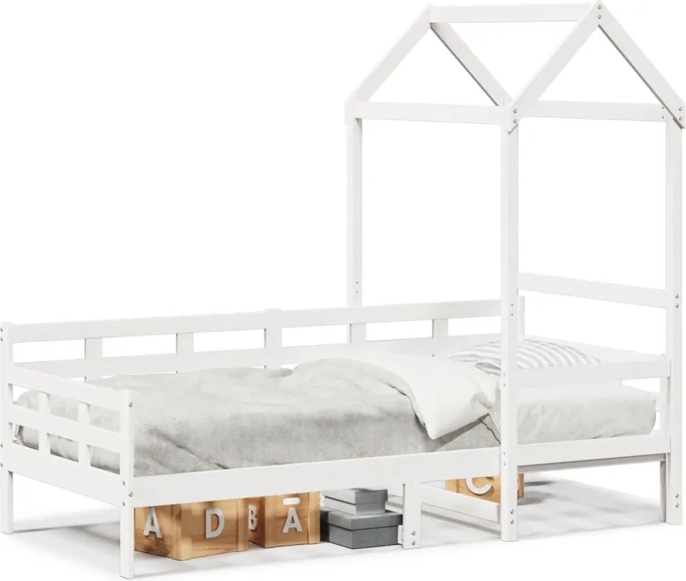 vidaXL fehér tömör fenyőfa kanapéágy tetővel 80 x 200 cm