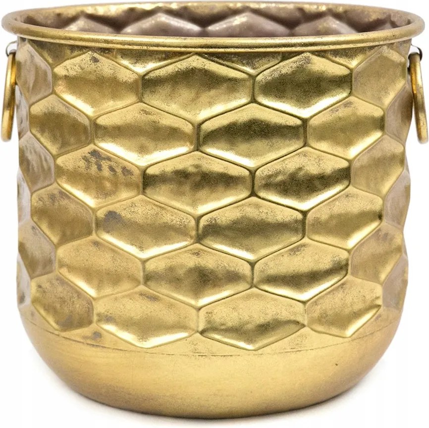 Virágtartó Fém Fedél Arany 30x34cm Fogantyúkkal Retro 35