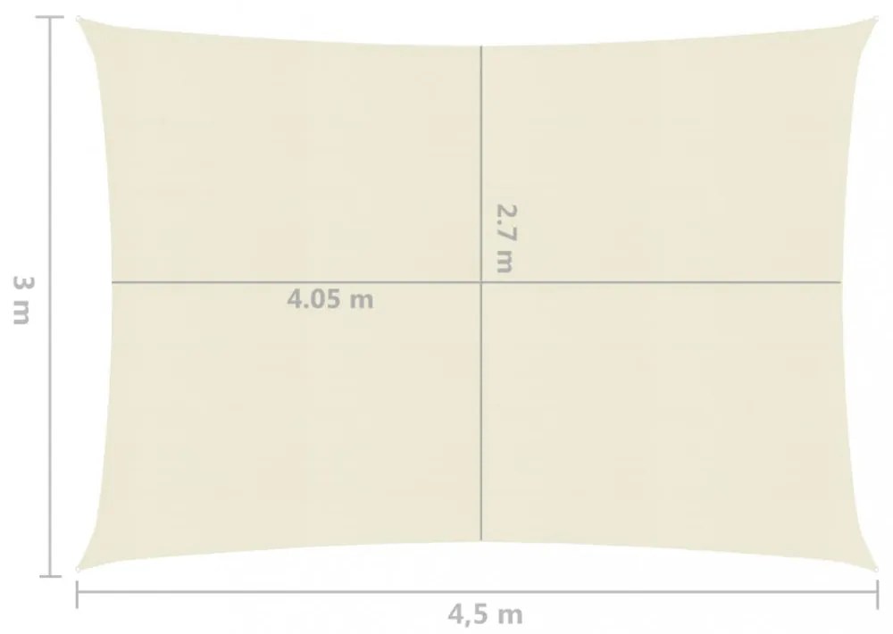 krémszínű HDPE napvitorla 160 g/m² 3 x 4,5 m