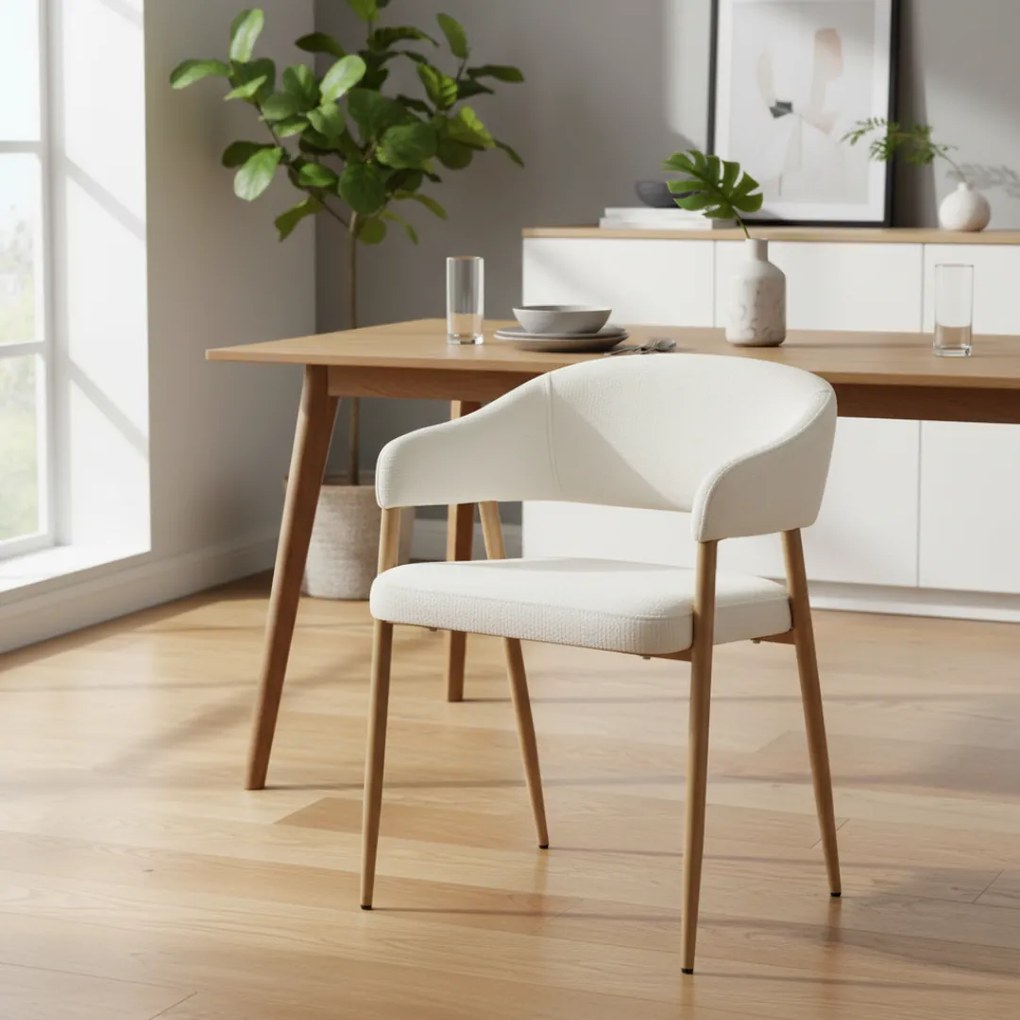 Dizájner étkezőszék, krémszínű/bükk, NIZAR TYP 1