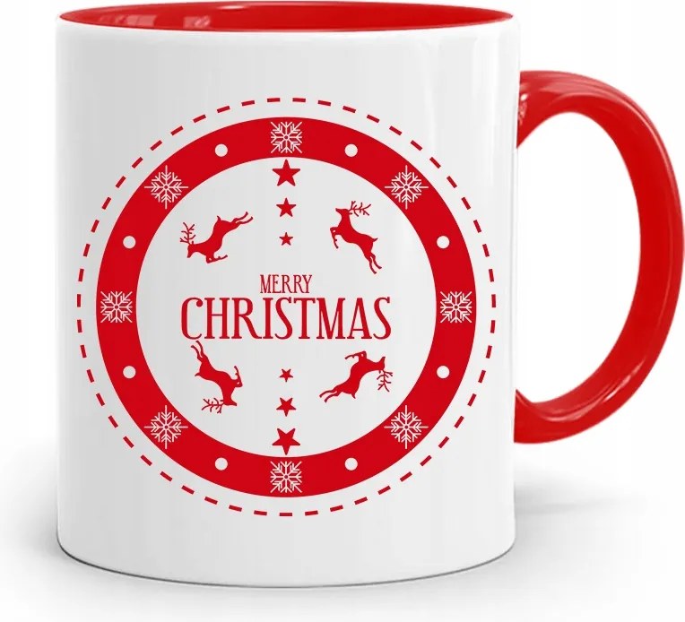 Piros Karácsonyi Bögre Mikulás Karácsonyfa Alá, fényképes nyomattal