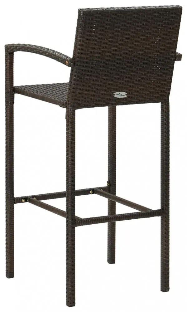 5 részes barna polyrattan kültéri bárszett kartámasszal
