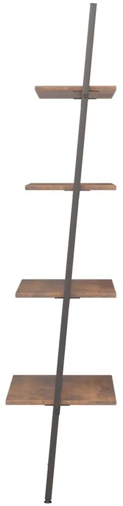 4 szintes sötétbarna és fekete létrapolc 64 x 34 x 150,5 cm