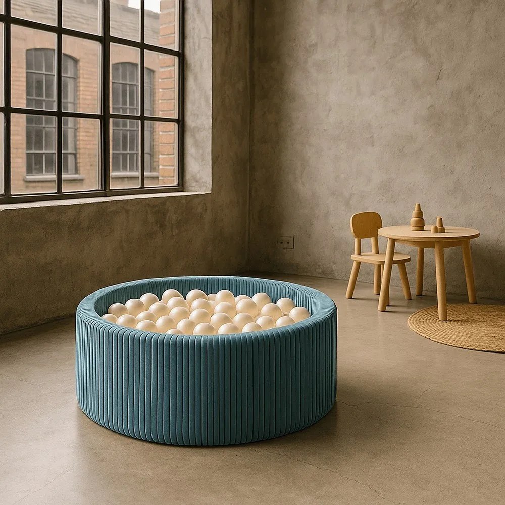 Türkiz kordbársony labdamedence ø 90x30 cm Montessori – Meowbaby