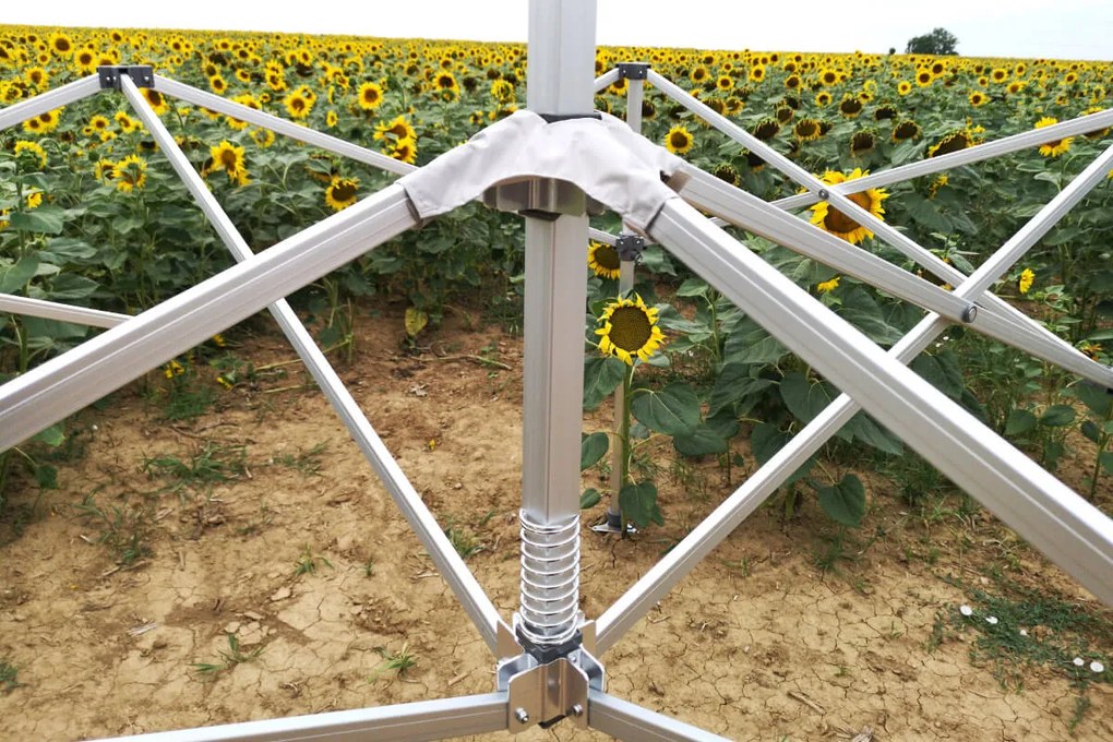 Alumínium promó sátor 4x4 m ALU EXCLUSIVE – 3 oldalfal, HEX 45 mm - plusz 3 oldalfal - Fehér