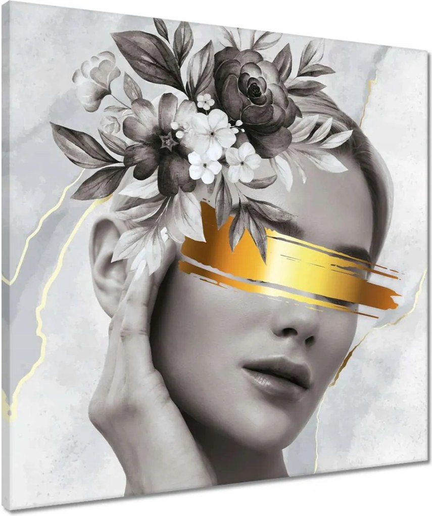Vászonkép 50x50 Női portré arany karszalag