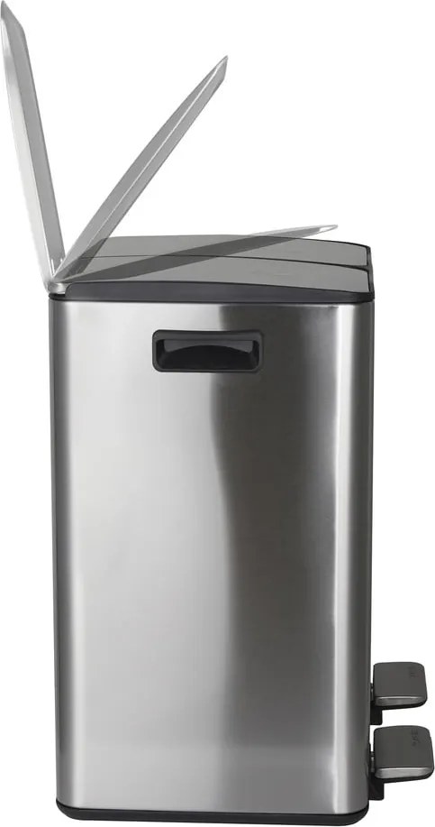 Matt ezüstszínű acél szelektív pedálos szemetes 2x20 l Aliya – Spirella