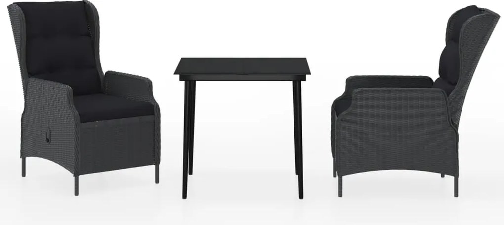vidaXL 3 részes sötétszürke kerti étkezőgarnitúra