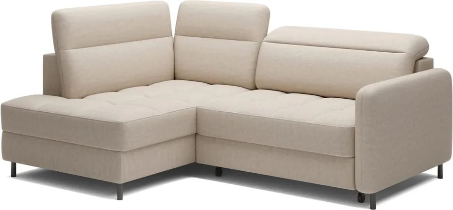 Bézs bársony kinyitható-tárolóhelyes sarokkanapé (bal oldali-L alakú) Barea – ELTAP