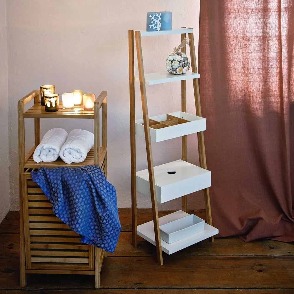 BIG BAMBOO fürdőszobai polc szennyeskosárral