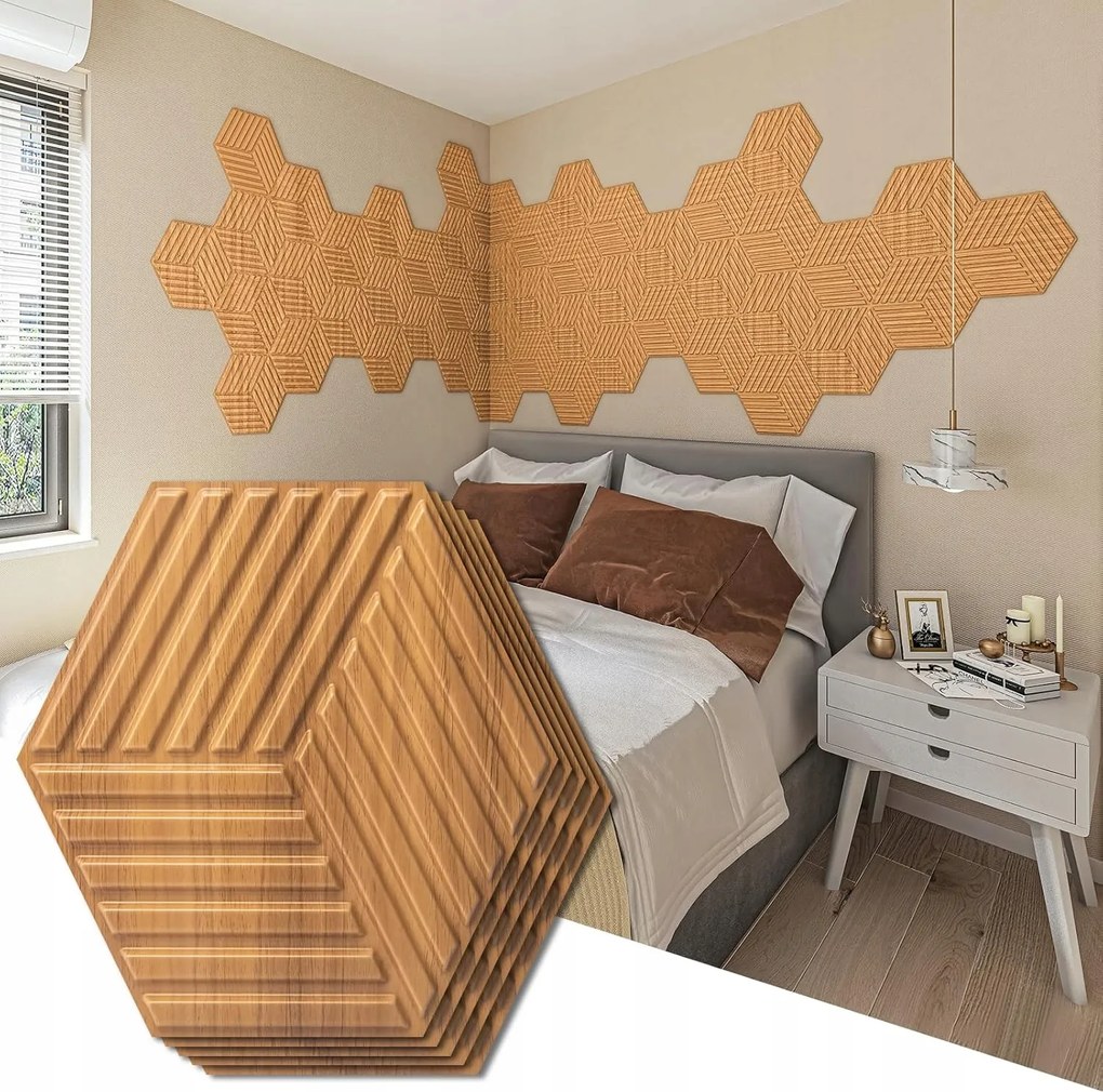 Dekoratív falpanelek 3d fa 33 db