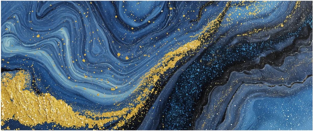 Kép - Kék-arany absztrakció (120x50 cm)