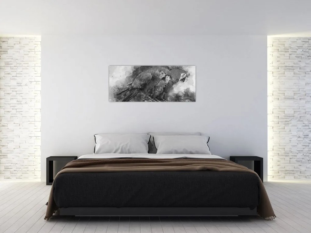 Kép - Akvarell papagájok (120x50 cm)