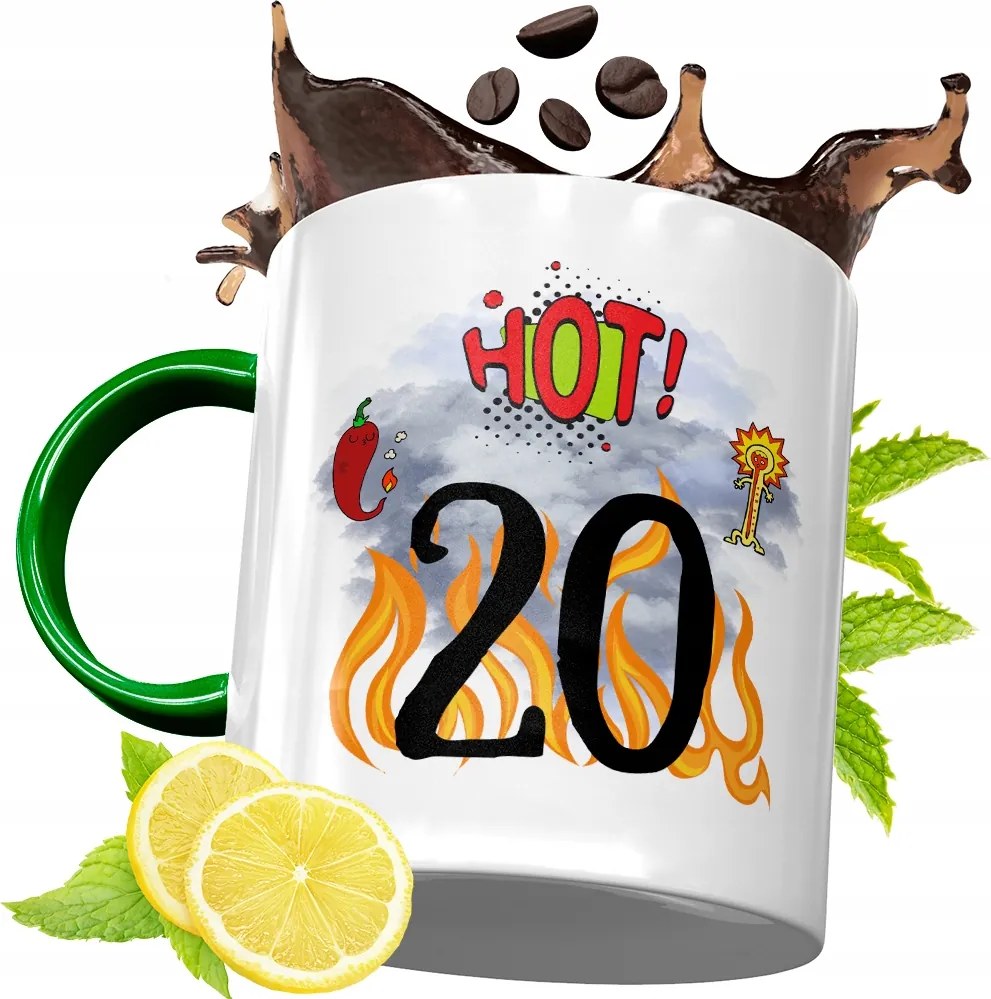 Zöld Bögre 20 20-AS 20-AS Születésnapra Ajándék fényképes nyomattal