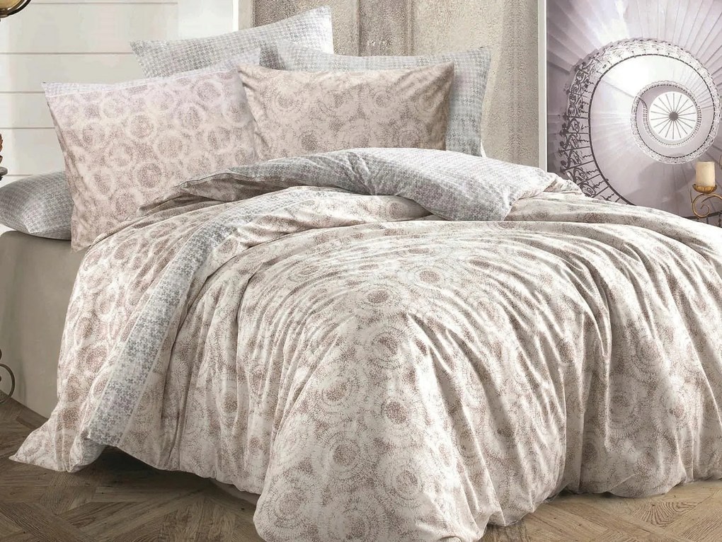 Pamut ágyneműhuzat 160x200 Octavia Brown bézs Cottonlove Exclusive