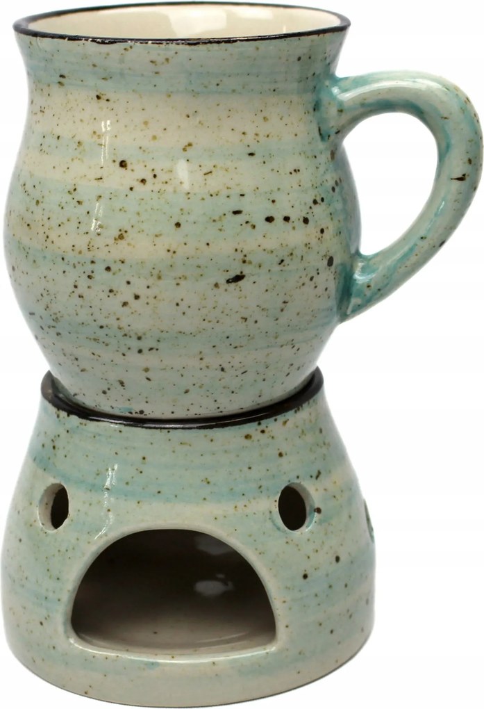 Kerámia bögre 0,2l-es melegítővel Rustic seledyn