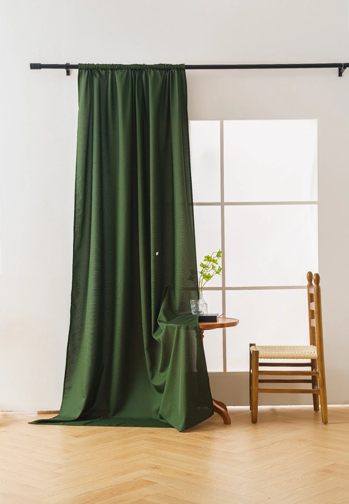 Függöny OXFORD LIGHT 140x250 cm, sötétzöld Felfüggesztés: Hullámos sínszalag