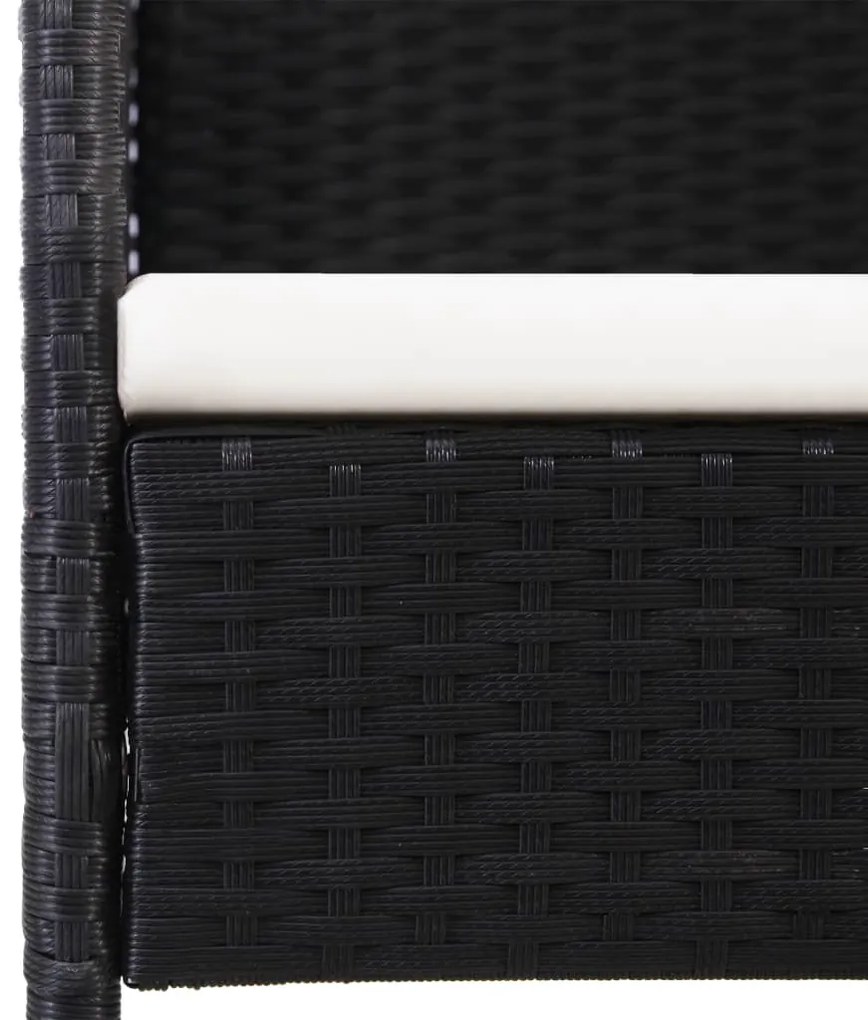 4 db fekete polyrattan kerti szék krémfehér párnákkal