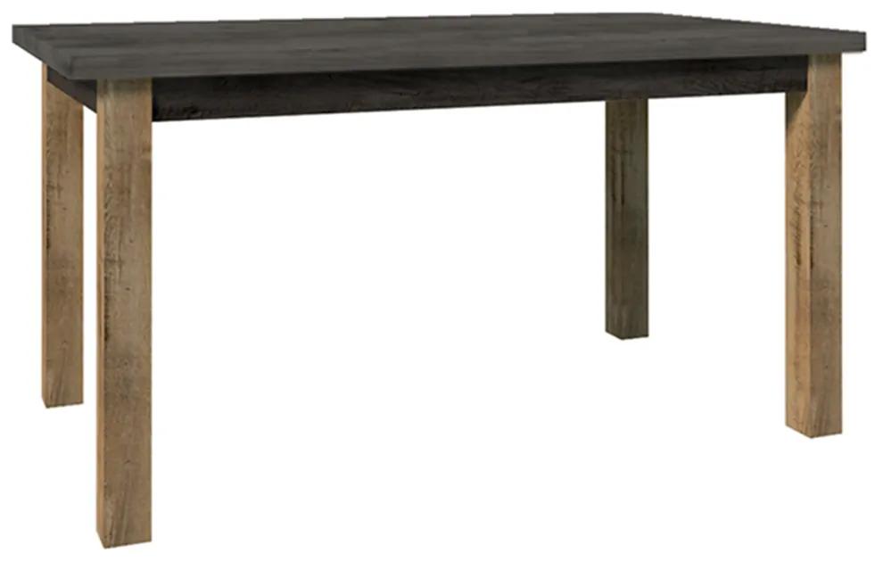 Étkezőasztal, nyitható, tölgy lefkas sötét/smooth szürke, 160-203x90 cm, MONTANA STW