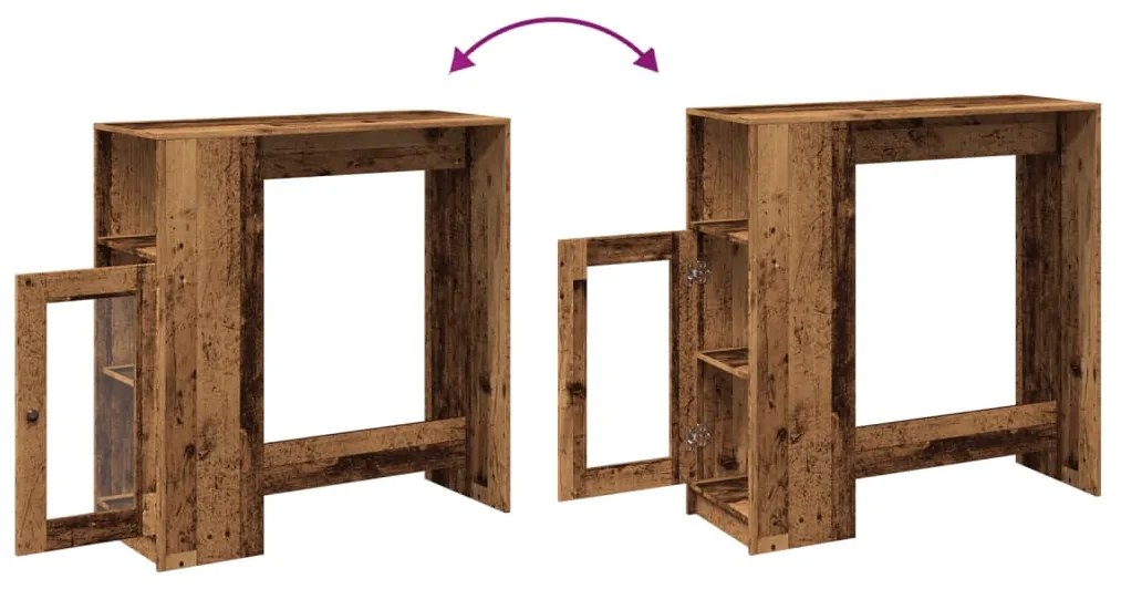 vidaXL antik fa színű szerelt fa bárasztal tárolókkal 101x40x103,5 cm