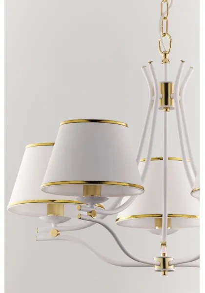 Jupiter 2084 - láncos csillár SAMBA 5xE27/15W/230V fehér/arany