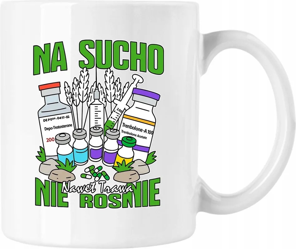 „Szárazon semmi sem nő” Bögre, Edzőterem, Fehér, 330 ml