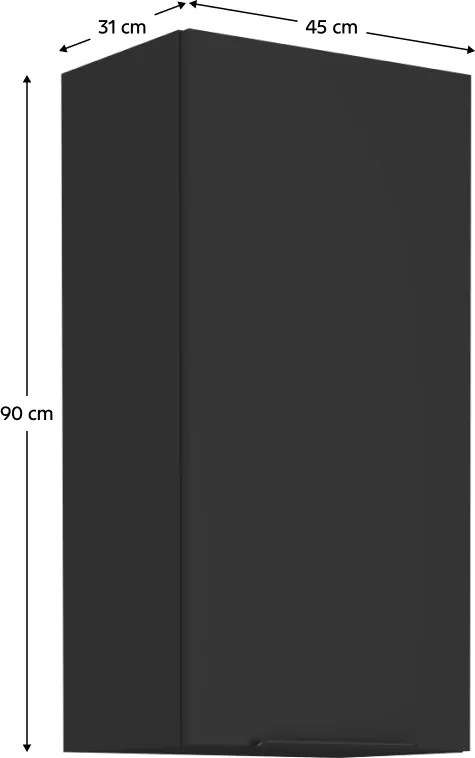 Felső szekrény, fekete, SIBER 45 G-90 1F