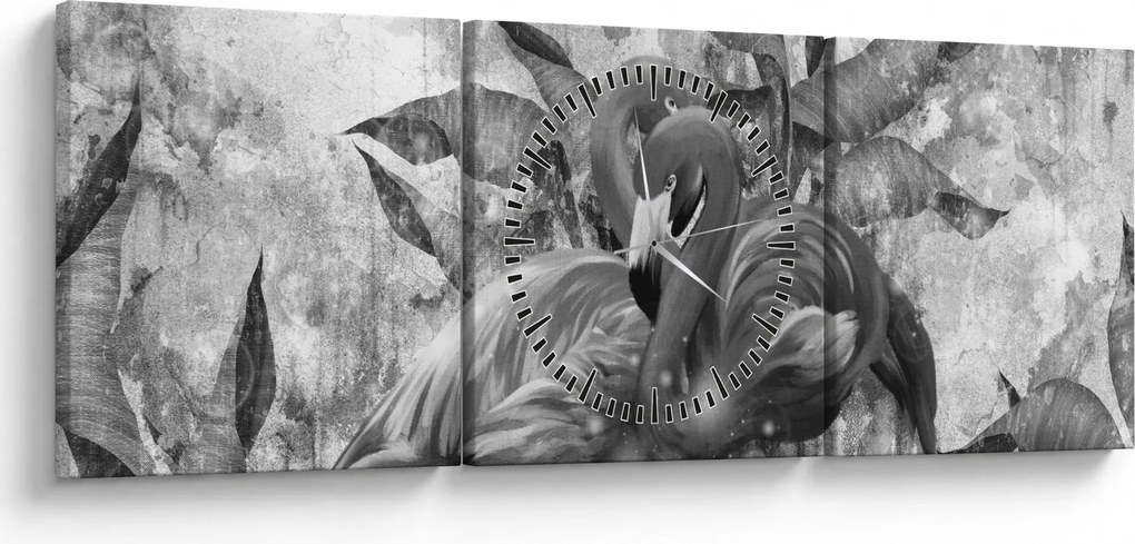 Kép - Flamingók graffiti (órával) (90x30 cm)
