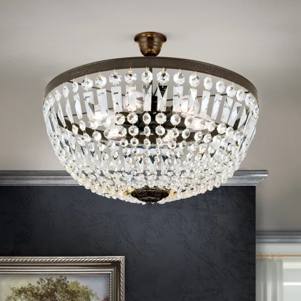 Orion DL 7-542/6-Kristály csillár rúdon ARILA 6xE27/60W/230V átm. 60 cm barna/patinás