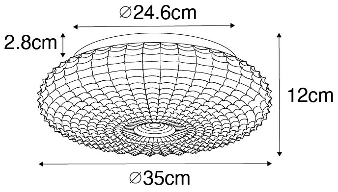 Klasszikus mennyezeti lámpa fekete opál üveggel 35 cm IP44 - Nohmi