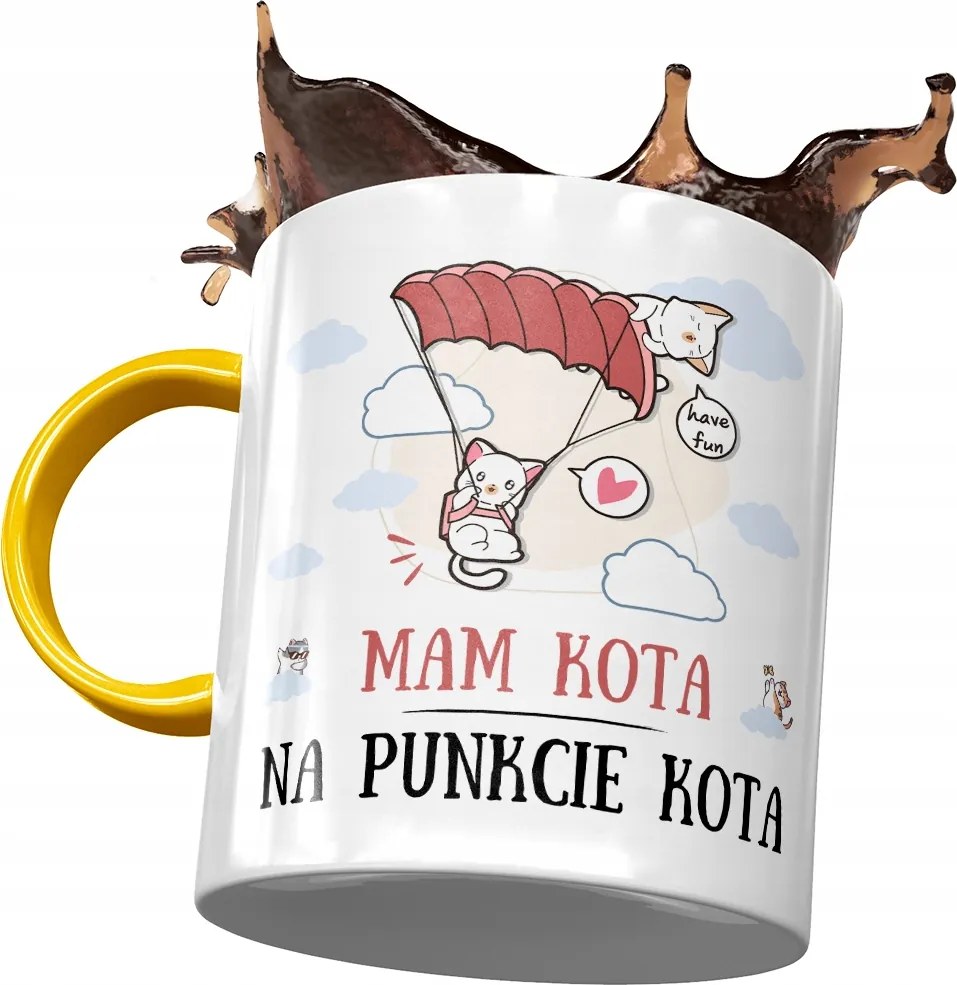 Sárga Bögre Cicával Cuki Ajándék Nyomtatott Fotóval