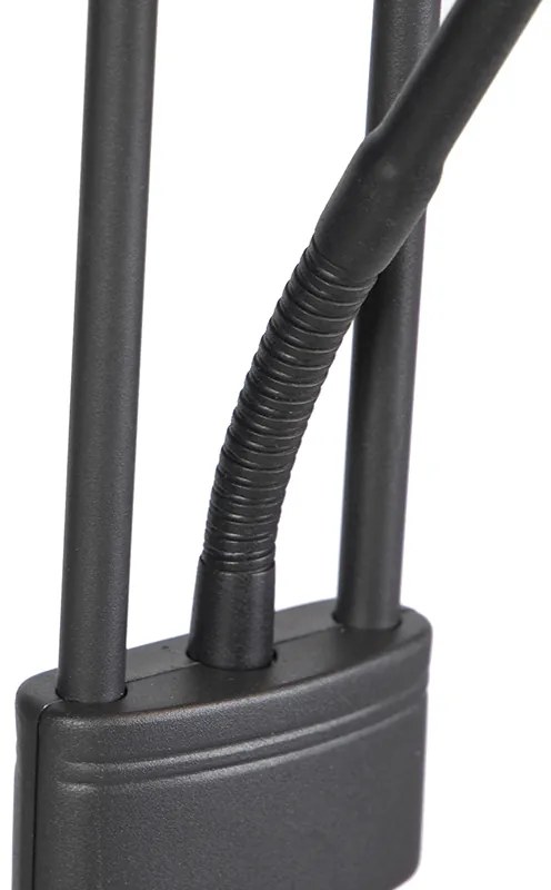 Álló lámpa fekete olvasólámpával, LED-del és dimmerrel - Diva 2