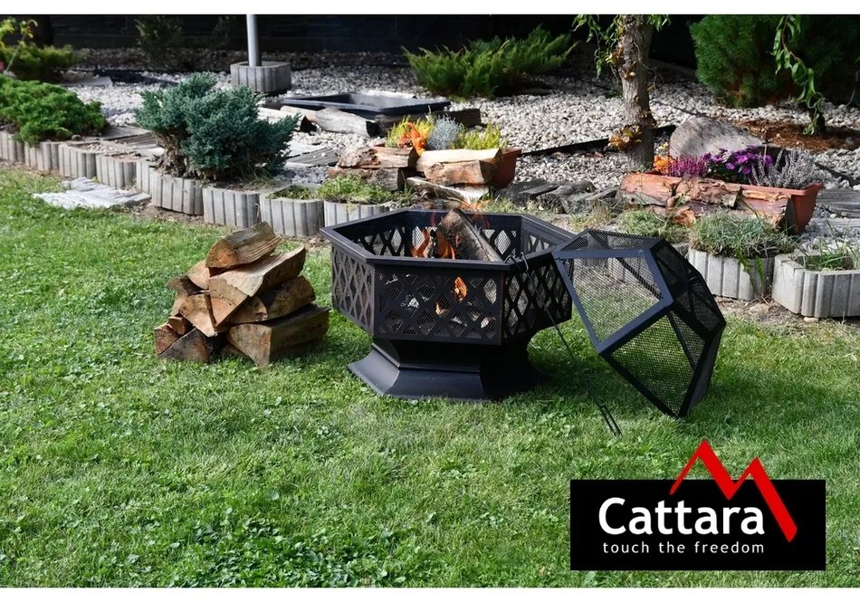 Cattara 13008 Hexagon fedeles tűzrakóhely, 60,5 x70 x 62,5 cm