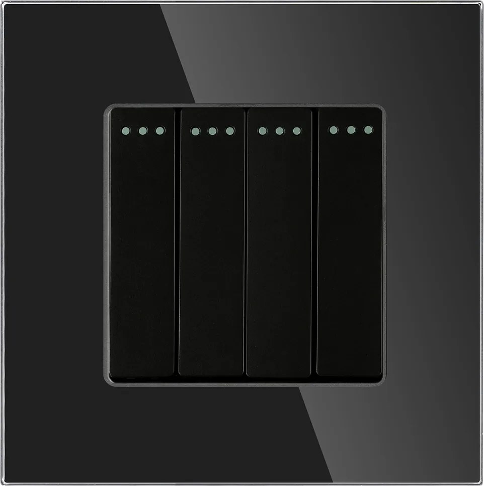 Fénykapcsoló 4G1W Négyszögletes Mechanikus Üveg Keret FI60 Fekete