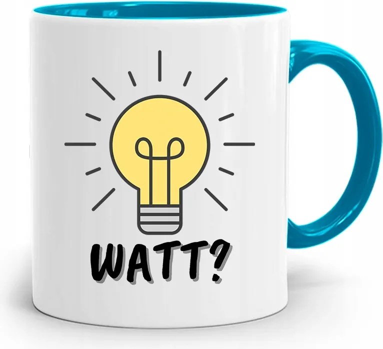 Kék Bögre Ajándék Villanyszerelőnek Watt Izzó? fényképes nyomtatással