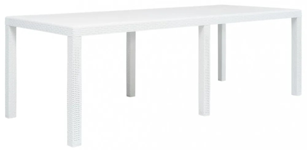 fehér rattan hatású műanyag kerti asztal 220 x 90 x 72 cm