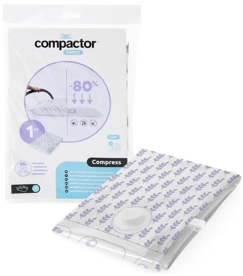 Kompaktor Vákuumos tároló zsák Compress LLevendula 100 l, 70 x 100 cm, 1 db